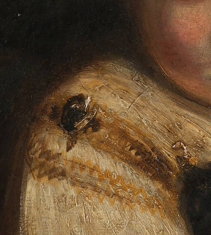Detail of shoulder. Joshua Reynolds, Miss Jane Bowles, about 1775–6. The Wallace Collection (P36).